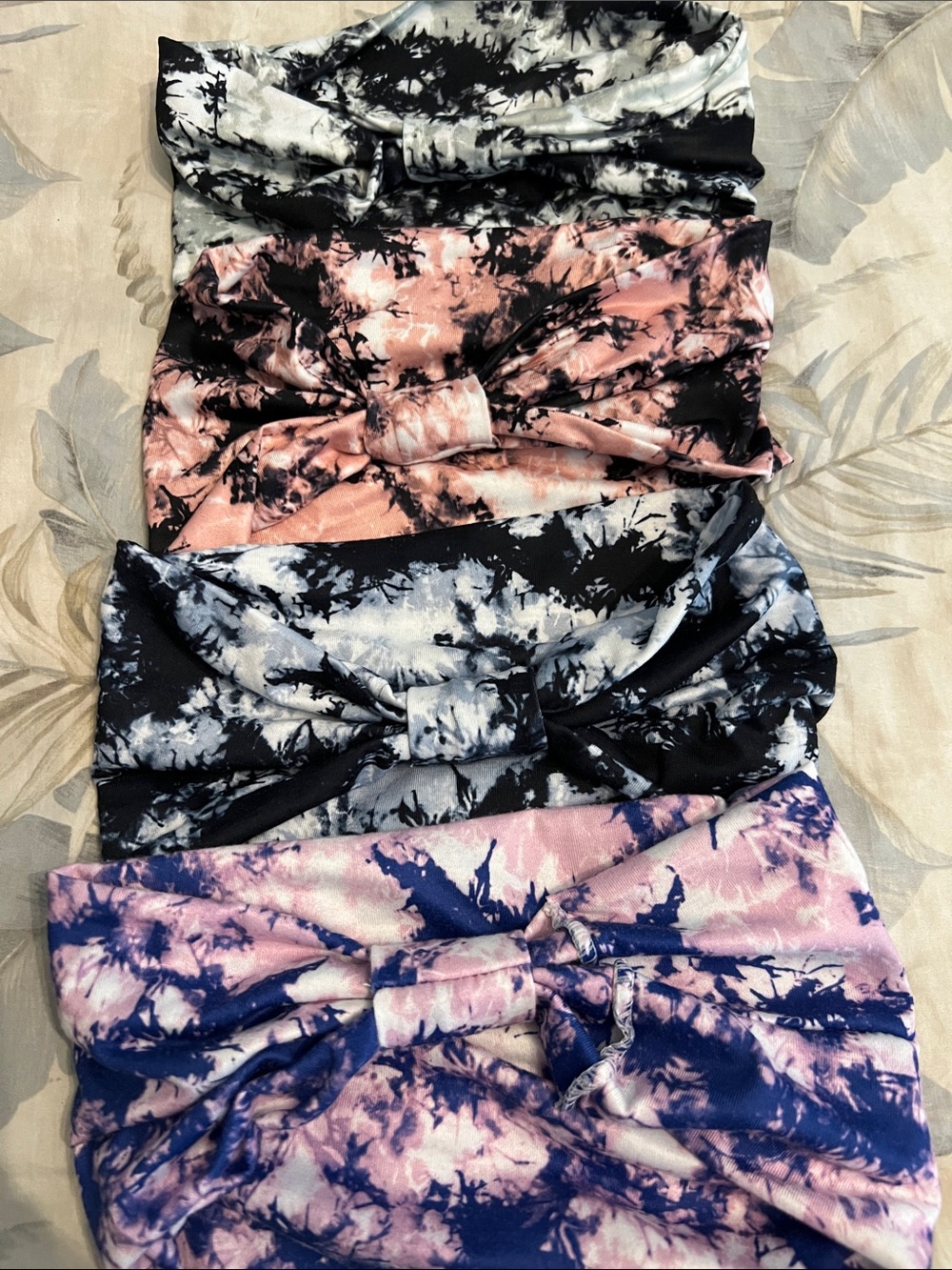 Tie-Dye Knot Front Women’s Headbands- Pink/Black/Blue/ Purpke